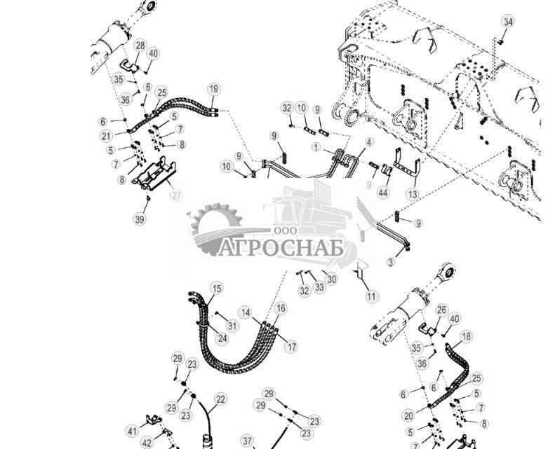 Трубопроводы, от цилиндров поперечного и продольного наклона к универсальному отвалу - ST806579 302.jpg